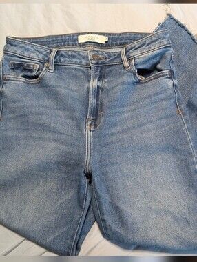 Hidden Jeans Distressed High Rise Relaxed Straight Fit Cut Off Hem Denim Size 29